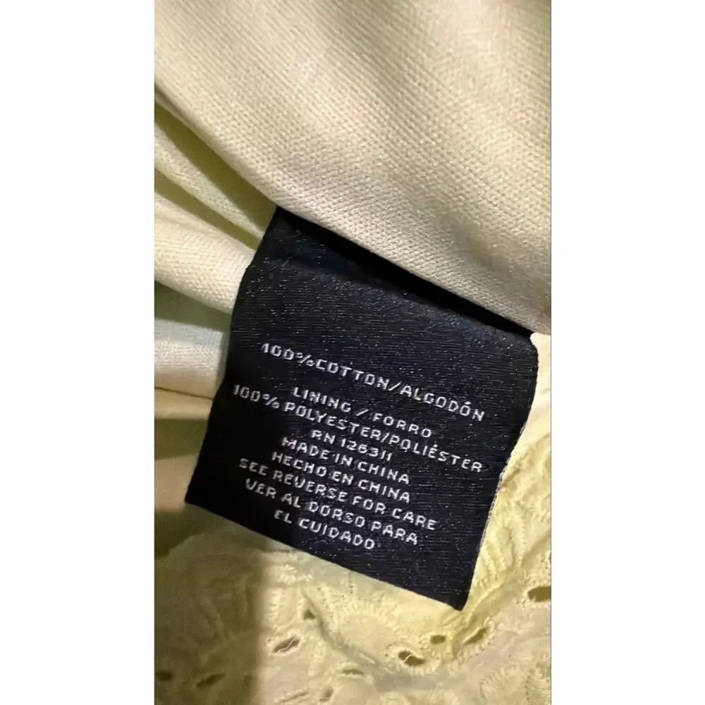 Ronnie Nicole 100% Cotton eyelette dress cap sleeve 12 yellow